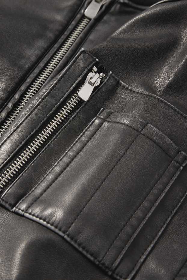 Femei - Jachetă de aviator - imitație de piele - negru