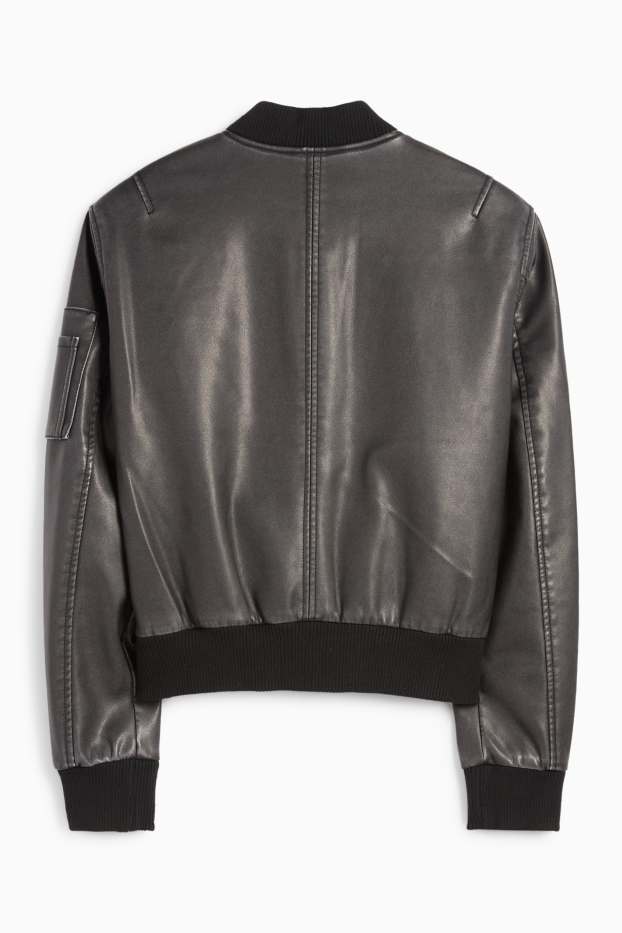 Femei - Jachetă de aviator - imitație de piele - negru