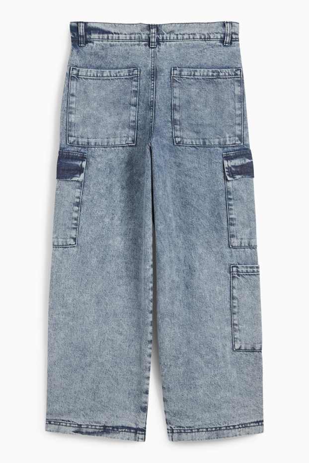 Copii - Băieți - Cargo jeans - jeans termoizolanți - denim-albastru