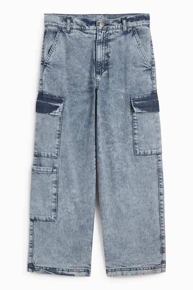 Copii - Băieți - Cargo jeans - jeans termoizolanți - denim-albastru