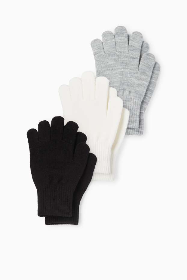 Children Girls - Multipack of 3 - gloves - black