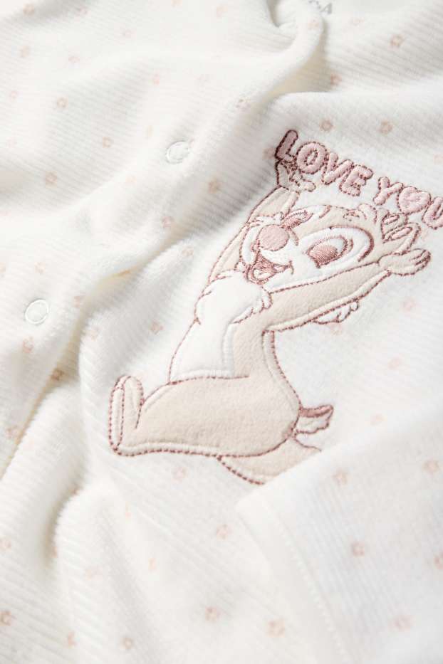 Bebeluși - fete - Chip și Dale - pijama salopetă bebeluși - reiată - alb