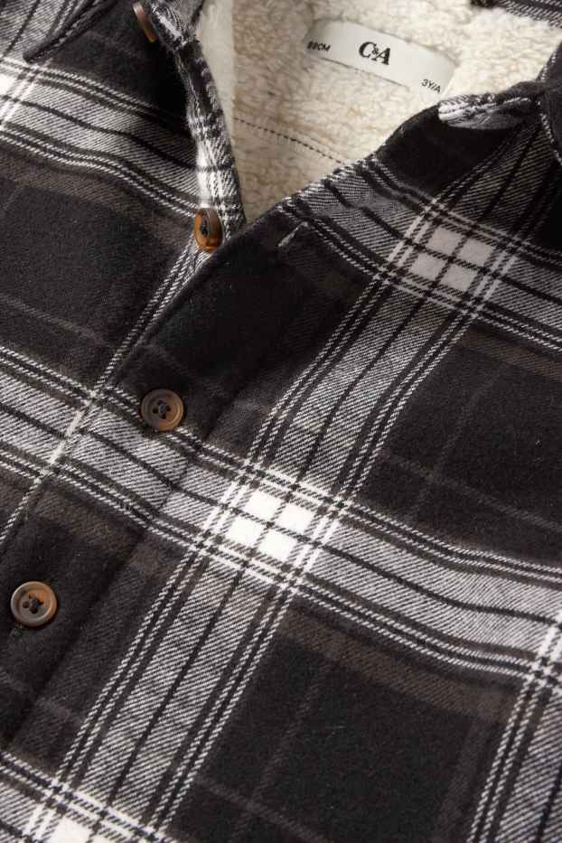 Copii - Băieți - Jachetă tip cămașă din flanel - în carouri - negru