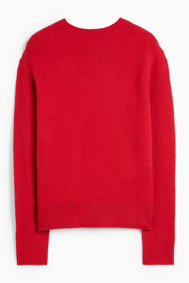 Femei - Pulover din tricot fin - roșu