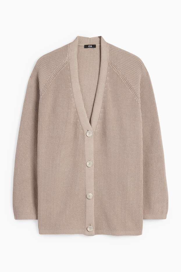 Femei - Cardigan tricotat - reiat - taupe
