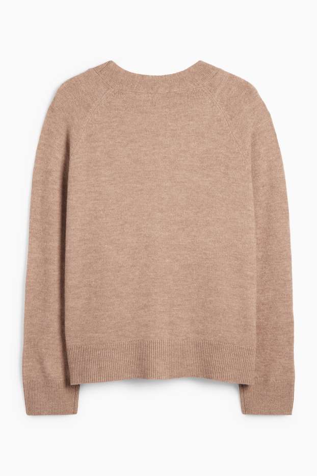 Femei - Cardigan tricotat - maro deschis