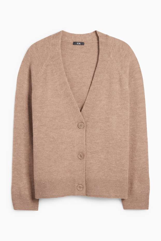 Femei - Cardigan tricotat - maro deschis