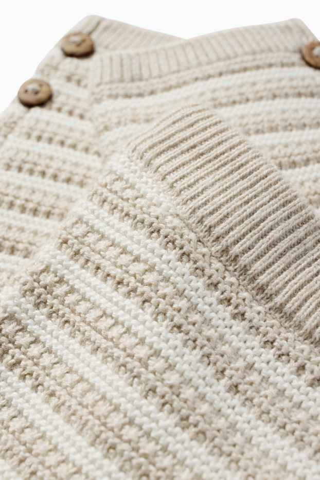 Unisex - Colanți tricotați bebeluși - cu dungi - structurați - bej deschis