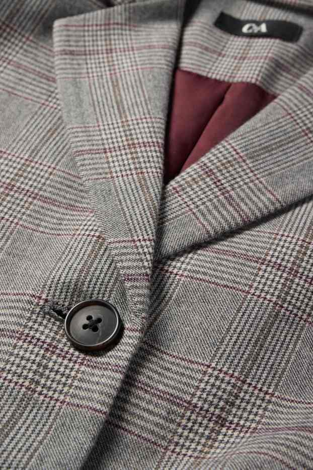 Femei - Blazer office - cambrat - în carouri - gri