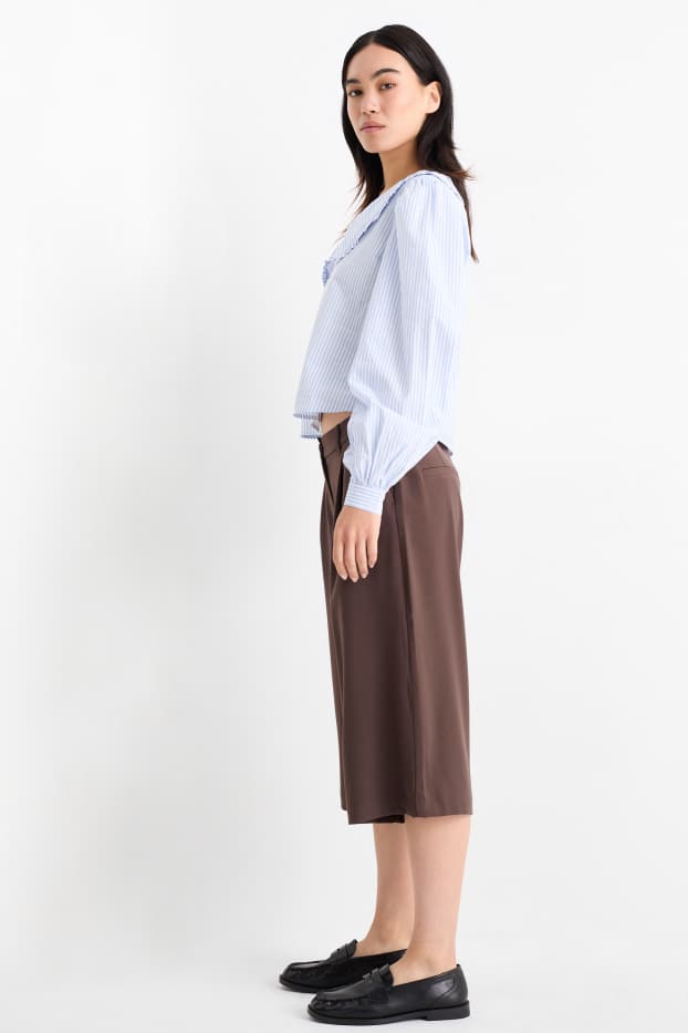Femei - Pantaloni culotte - talie medie - relaxed fit - maro închis
