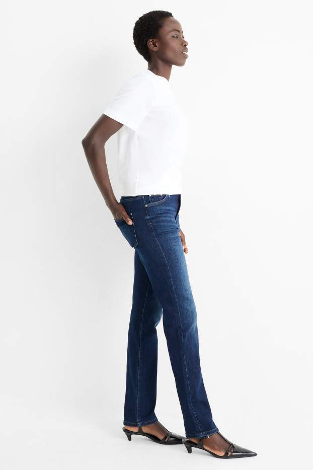 Femei - Straight jeans - talie medie - LYCRA® - denim-albastru