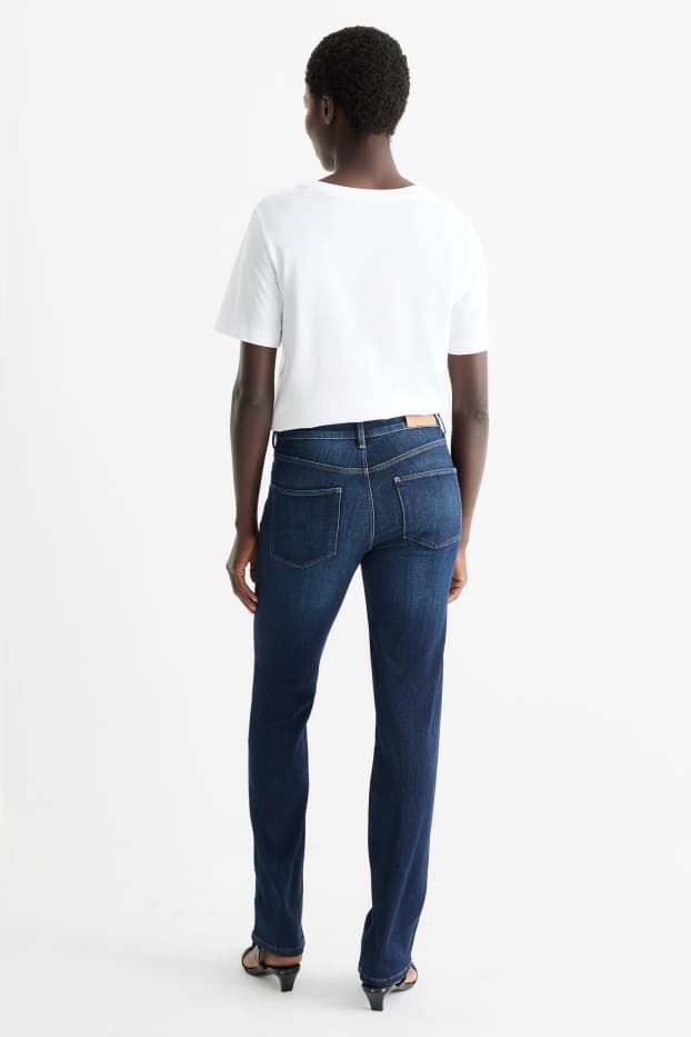 Femei - Straight jeans - talie medie - LYCRA® - denim-albastru