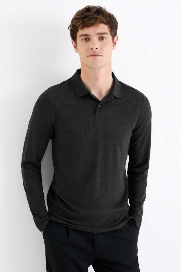 Bărbați - Tricou polo - slim fit - gri închis