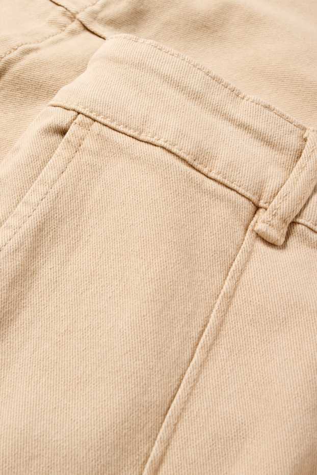 Femei - Pantaloni de stofă - talie înaltă - wide leg - bej