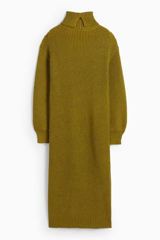 Femei - Rochie din tricot - straight fit - reiată - kaki