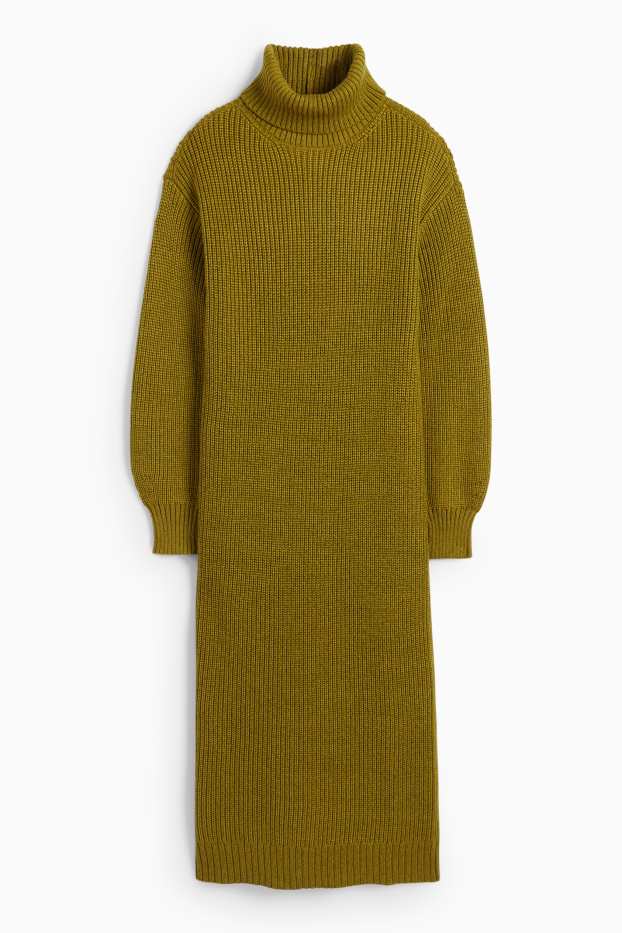 Femei - Rochie din tricot - straight fit - reiată - kaki