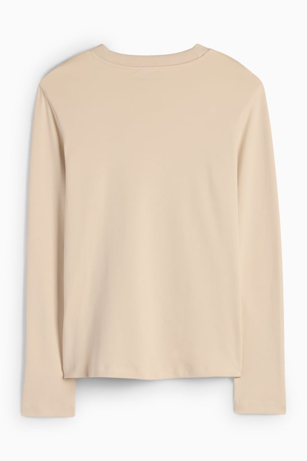 Femei - Tricou cu mânecă lungă - bej deschis