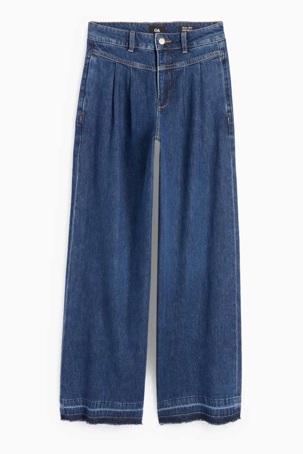Femei - Wide leg jeans - talie medie - denim-albastru