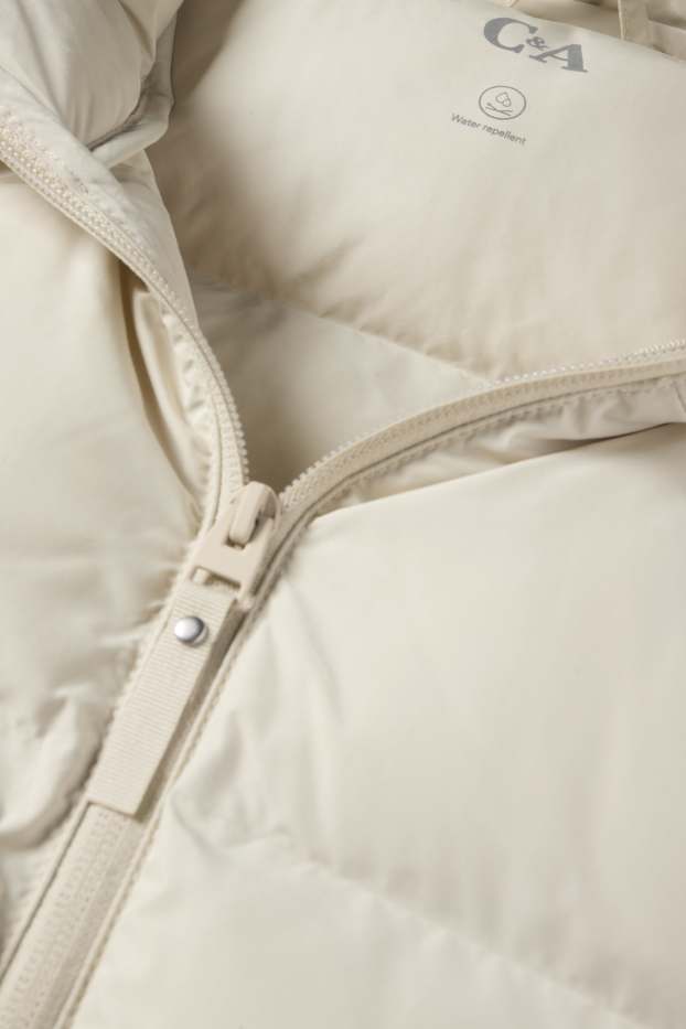 Women - Quilted jacket with hood - water-repellent - light beige