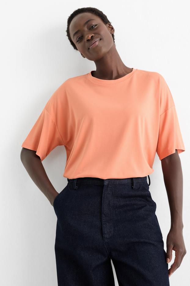 Femei - Tricou - relaxed fit - portocaliu deschis