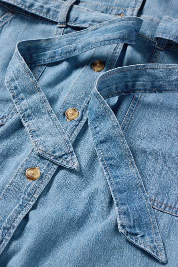 Femei - Rochie tip bluză din denim - denim-albastru