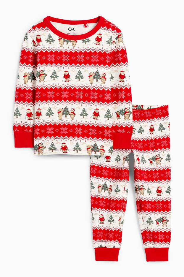 Unisex - Mini Me - pijama pentru copii, cu motive de Crăciun - 2 piese - cu model - alb / roșu