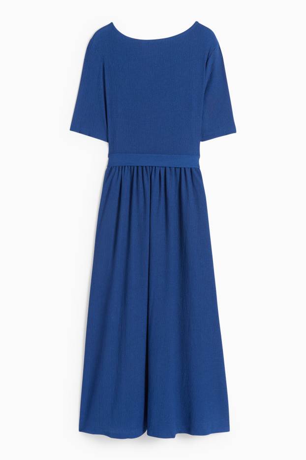 Femei - Rochie fit & flare cu curea - structurată - albastru închis