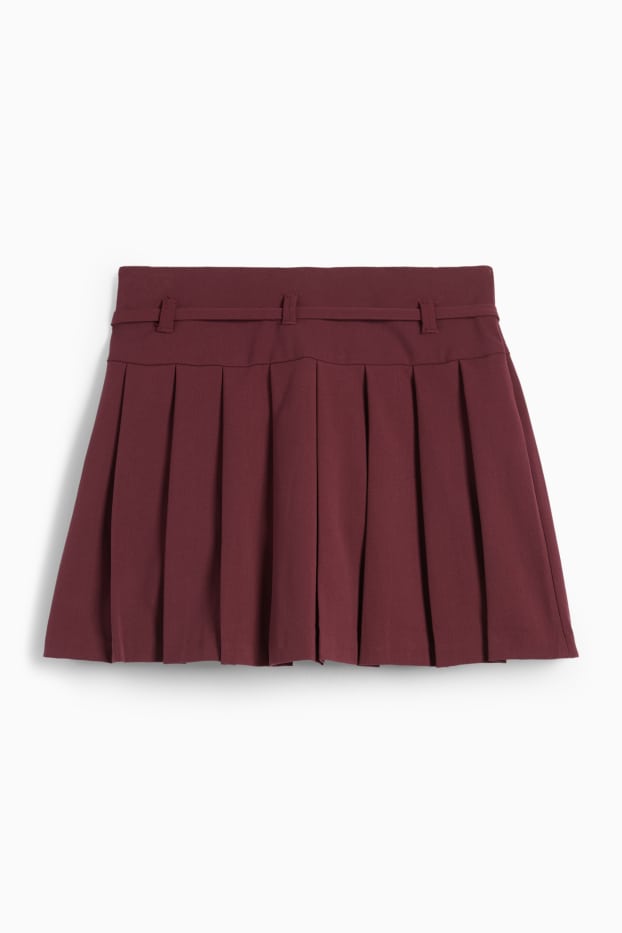 Femei - Fustă-pantalon scurtă - bordo