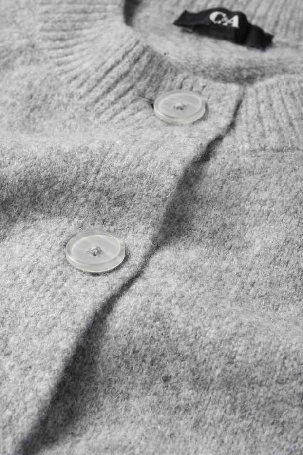 Femei - Cardigan tricotat - gri deschis melanj