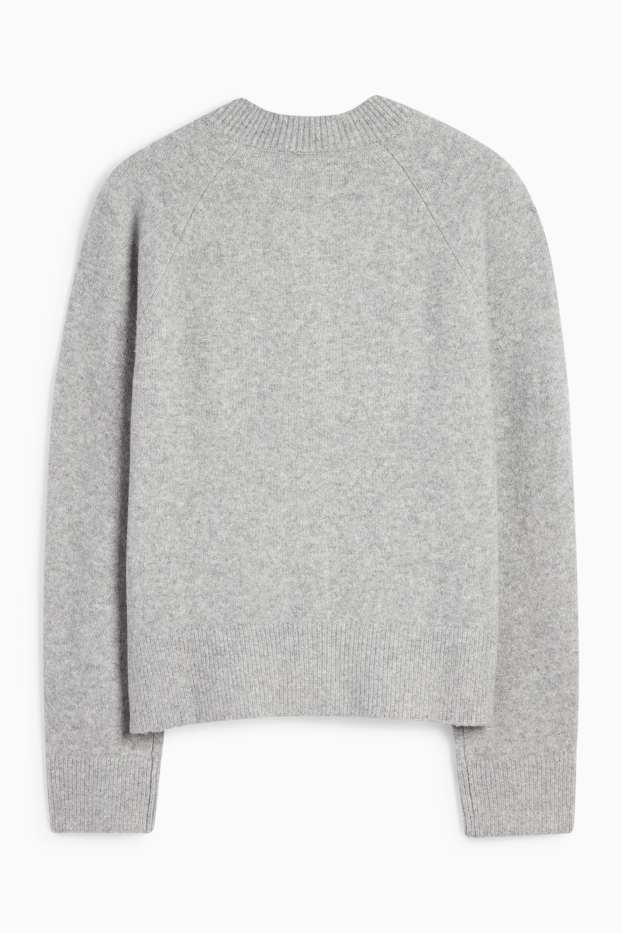 Femei - Cardigan tricotat - gri deschis melanj