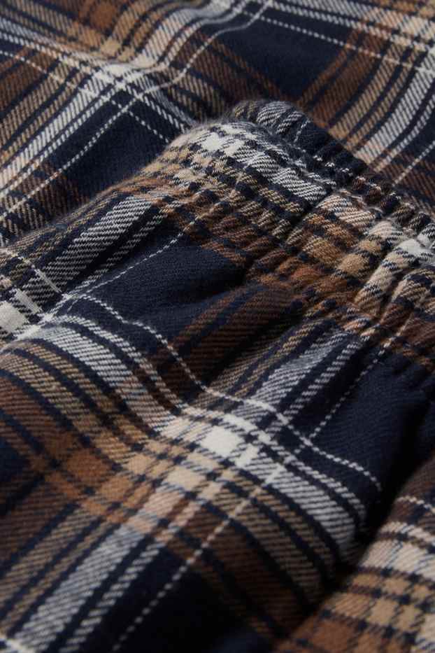 Bărbați - Pantaloni de pijama din flanel - în carouri - maro / albastru închis