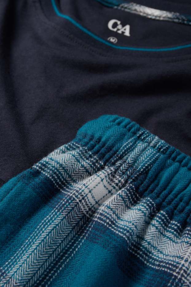 Bărbați - Pijama cu pantaloni din flanel - albastru închis