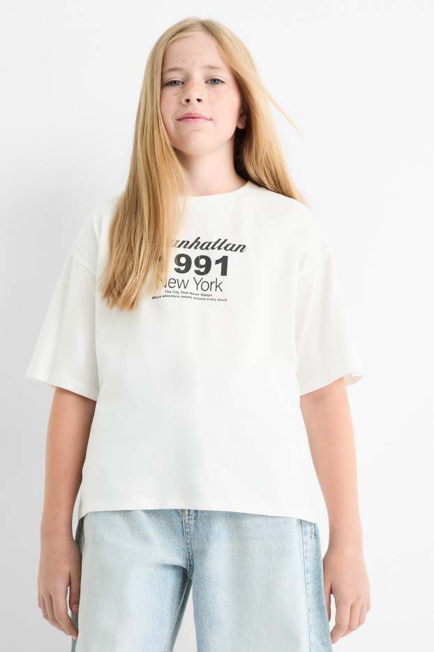 Copii - Fete - New York - tricou cu mânecă scurtă - alb