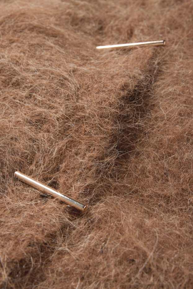 Femei - Cardigan tricotat - amestec de alpaca - maro
