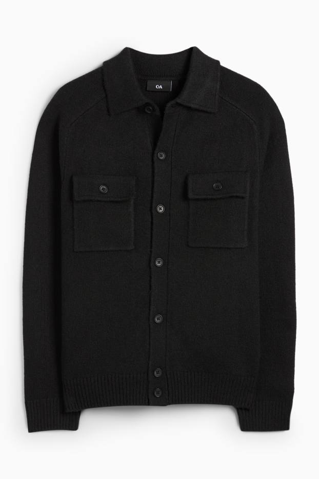 Bărbați - Cardigan tricotat - negru