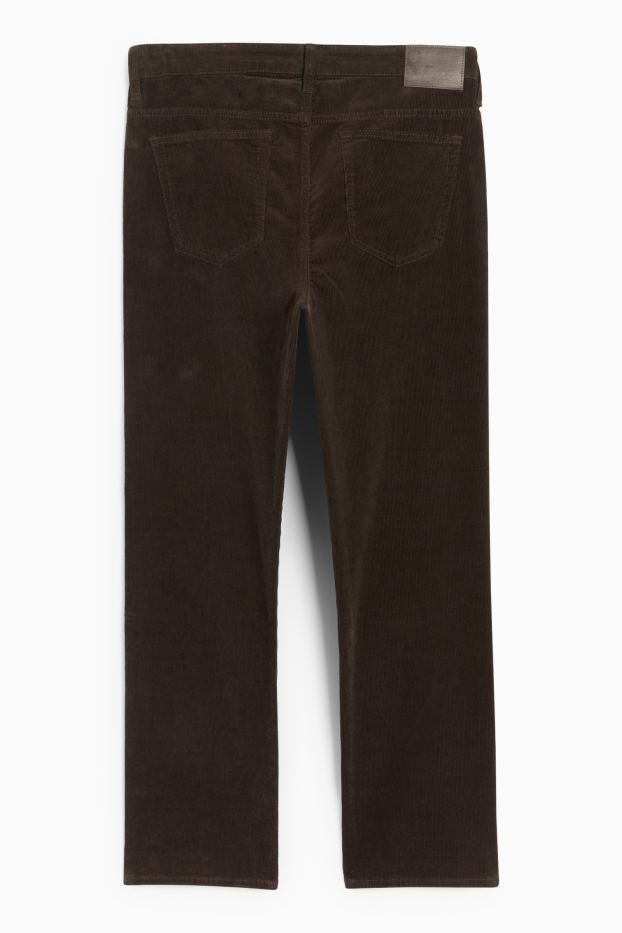 Bărbați - Pantaloni din catifea reiată - regular fit - maro închis