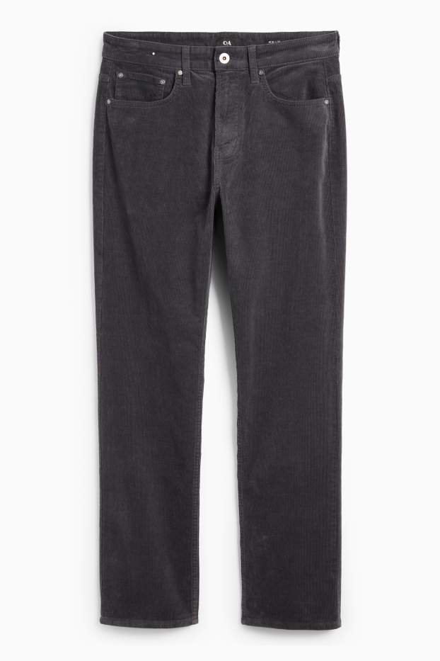Bărbați - Pantaloni din catifea reiată - regular fit - gri închis