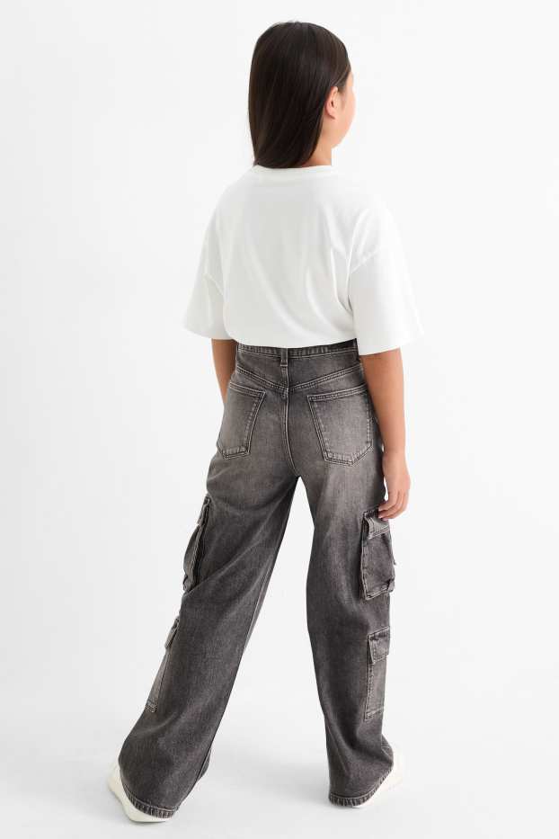 Copii - Fete - Cargo jeans - denim-gri