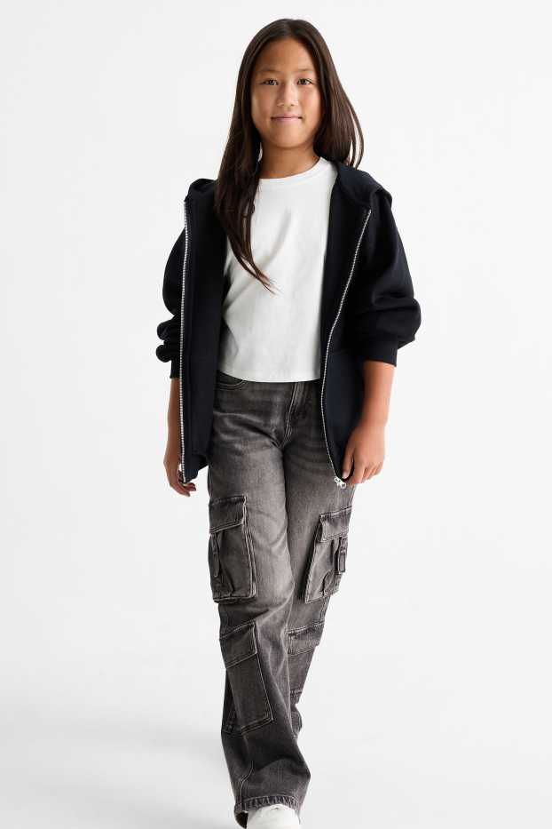 Copii - Fete - Cargo jeans - denim-gri