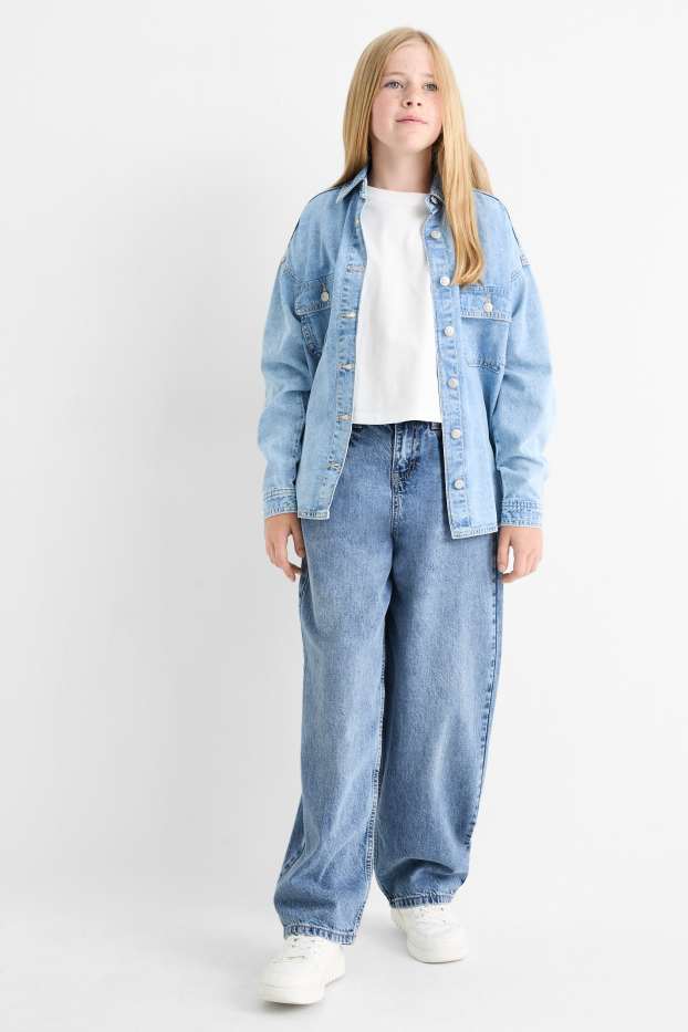 Copii - Fete - Balloon jeans - denim-albastru deschis
