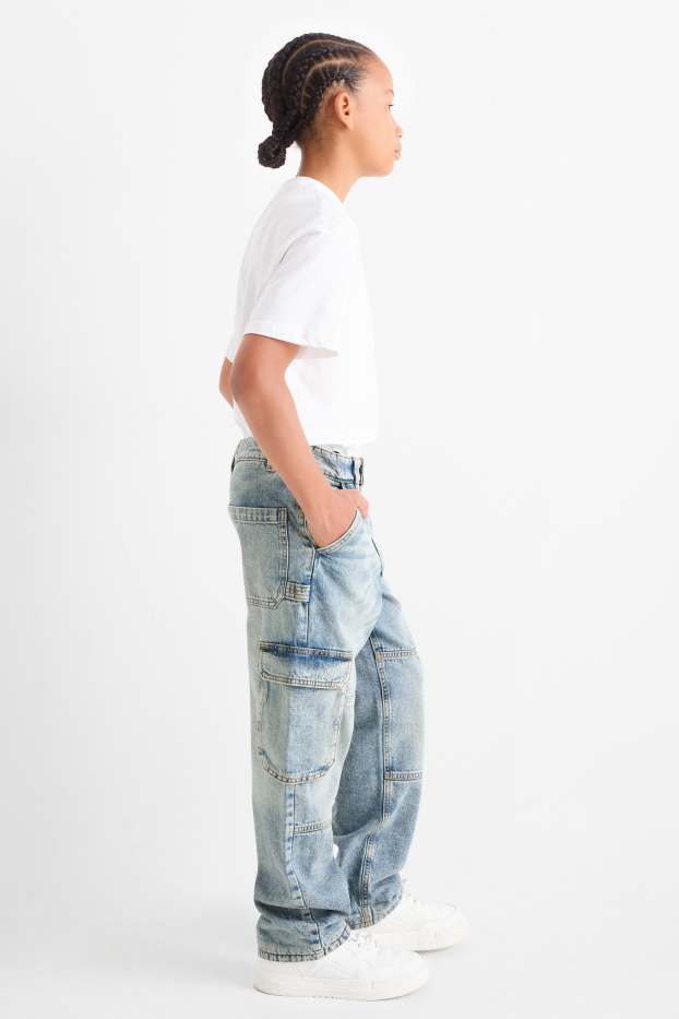 Copii - Băieți - Cargo jeans - jeans termoizolanți - denim-albastru deschis