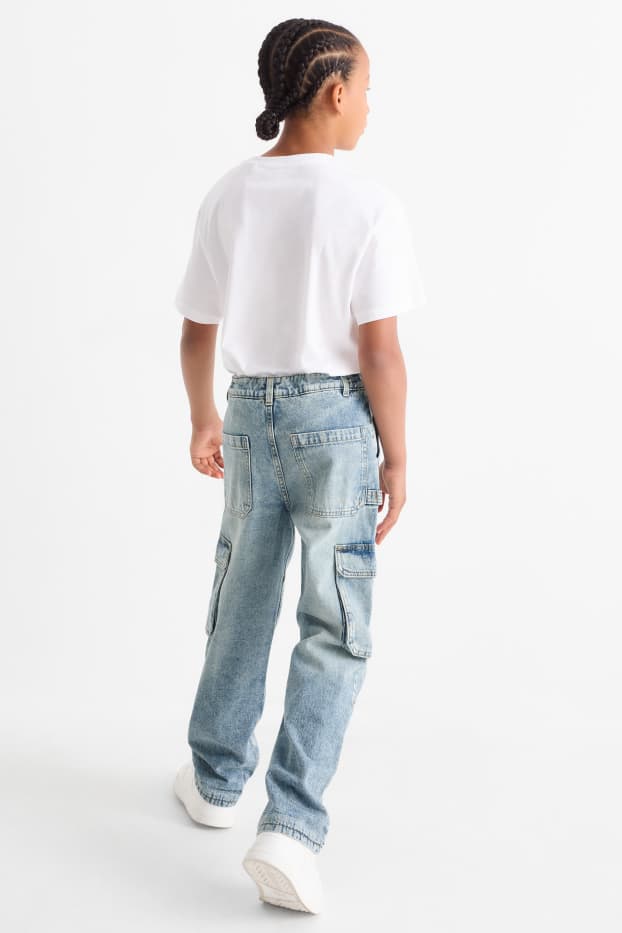 Copii - Băieți - Cargo jeans - jeans termoizolanți - denim-albastru deschis