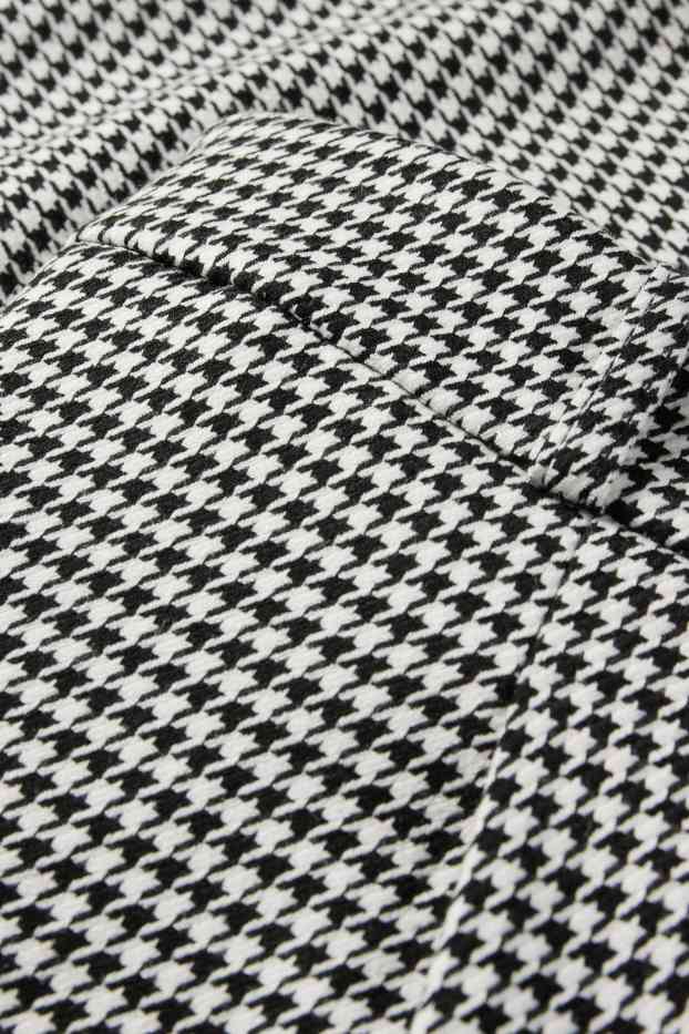 Femei - Pantaloni office - talie înaltă - loose fit - în carouri - negru / alb