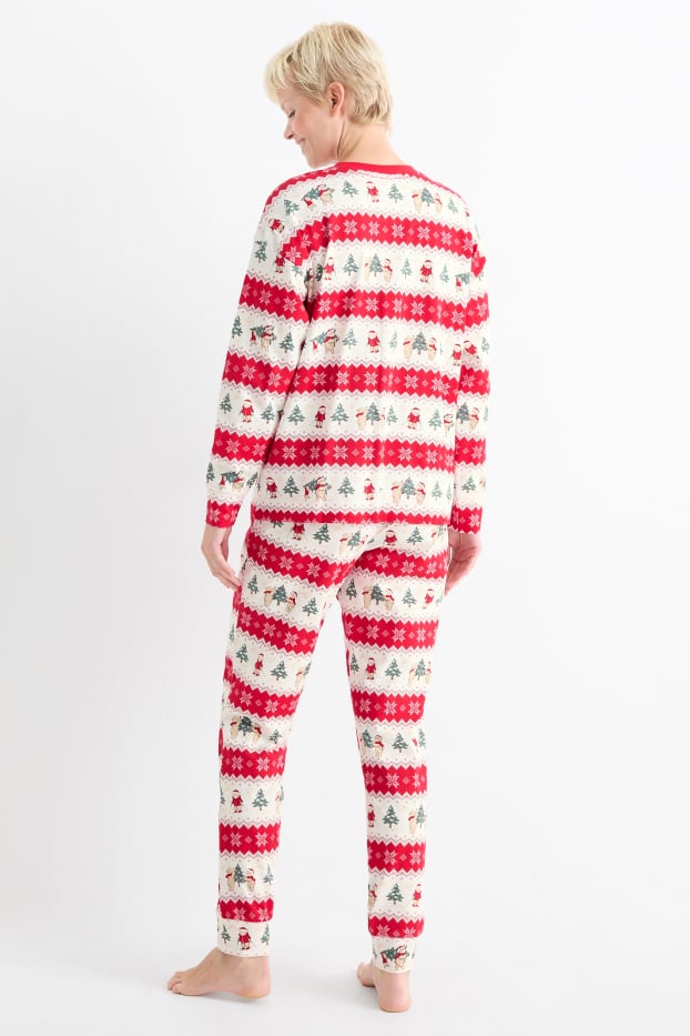 Femei - Mini Me - pijama de damă, cu motive de Crăciun - cu model - alb / roșu