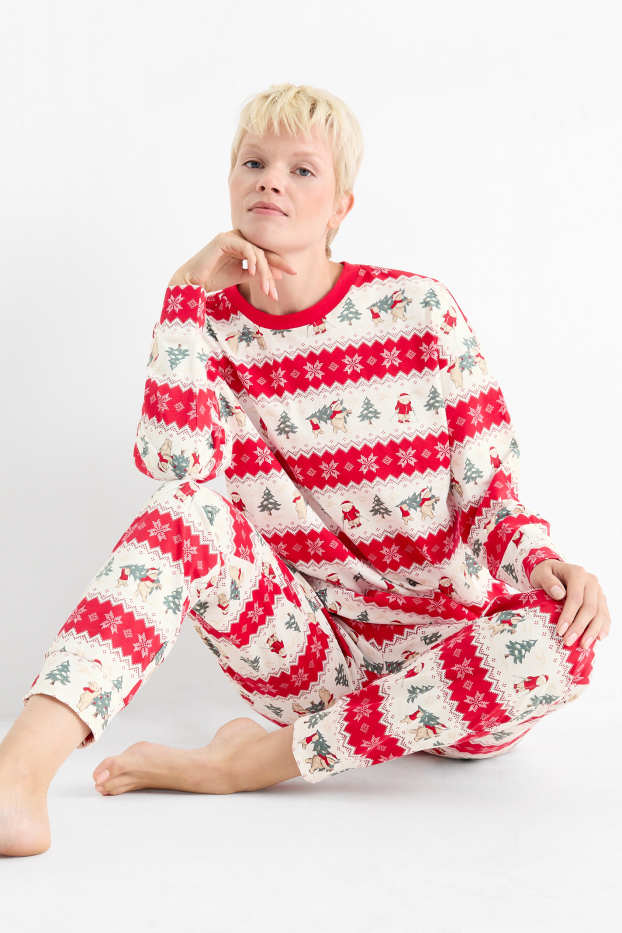 Femei - Mini Me - pijama de damă, cu motive de Crăciun - cu model - alb / roșu