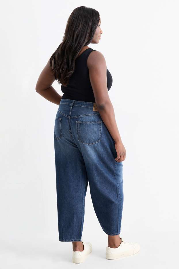 Femei - Barrel jeans - talie înaltă - denim-albastru