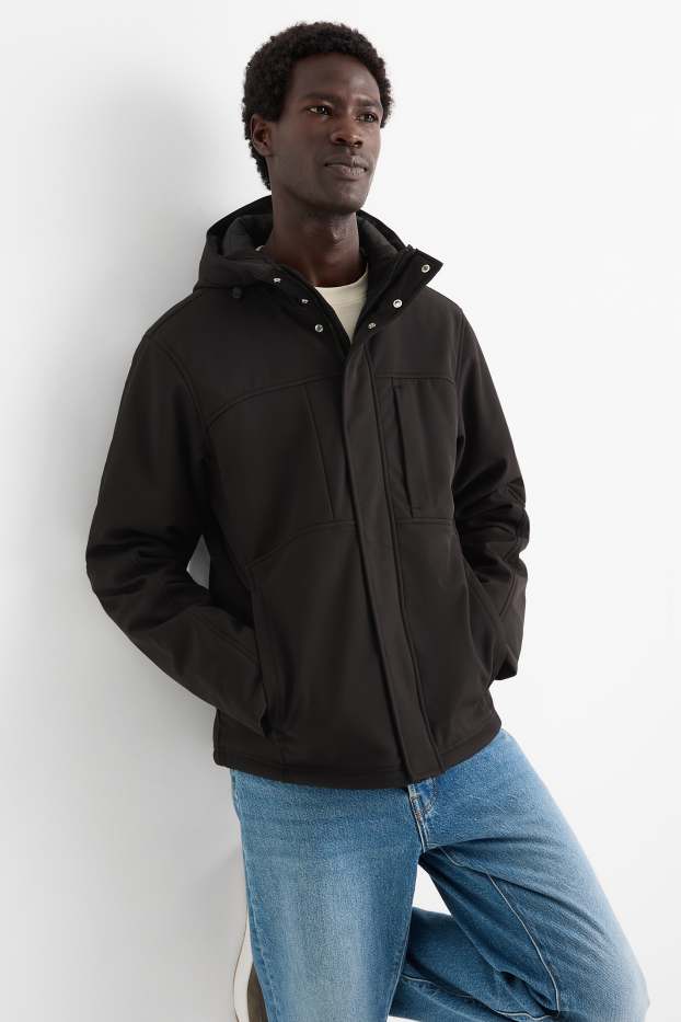 Bărbați - Geacă softshell - căptușită - rezistentă la apă - 4 Way Stretch - negru
