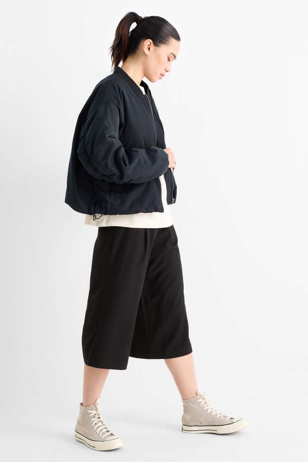 Femei - Pantaloni culotte - talie medie - relaxed fit - negru