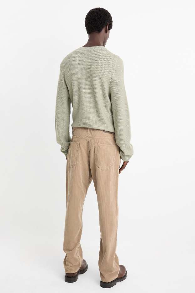 Bărbați - Pantaloni din catifea reiată - relaxed fit - taupe