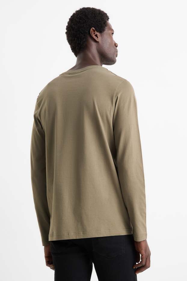 Bărbați - Tricou cu mânecă lungă - kaki